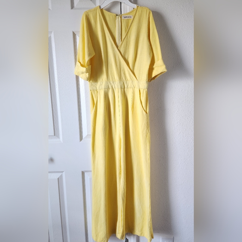 Yellow Wrap Linen Jumper Small